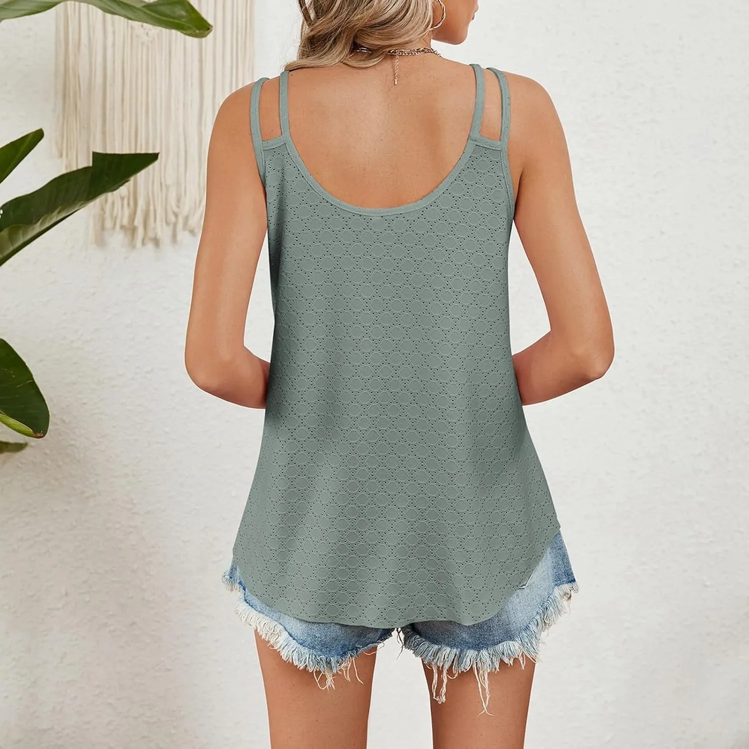 Women's New Summer Fashion V Neck Solid Color Sleeveless Casual Suspenders Small Vest Backless Top Women