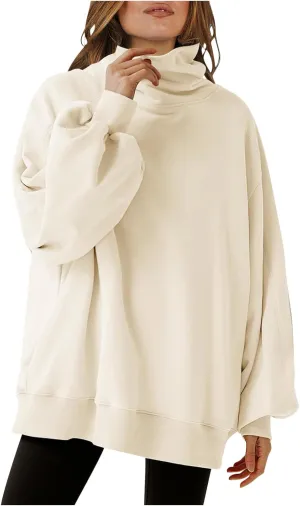 Women's Oversized Sweatshirt Casual Loose Long Sleeve Turtleneck Pullover Sweaters 2024 Fall Teen Girl Preppy Clothes