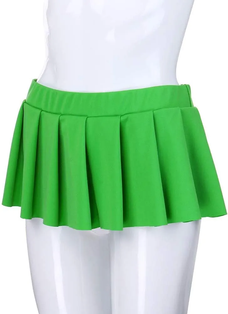 Women's Pleated Mini Skirt Stretchy Elastic Waist A Line Short Skirts Sexy Role Play Night Club Skirt for Schoolgirl