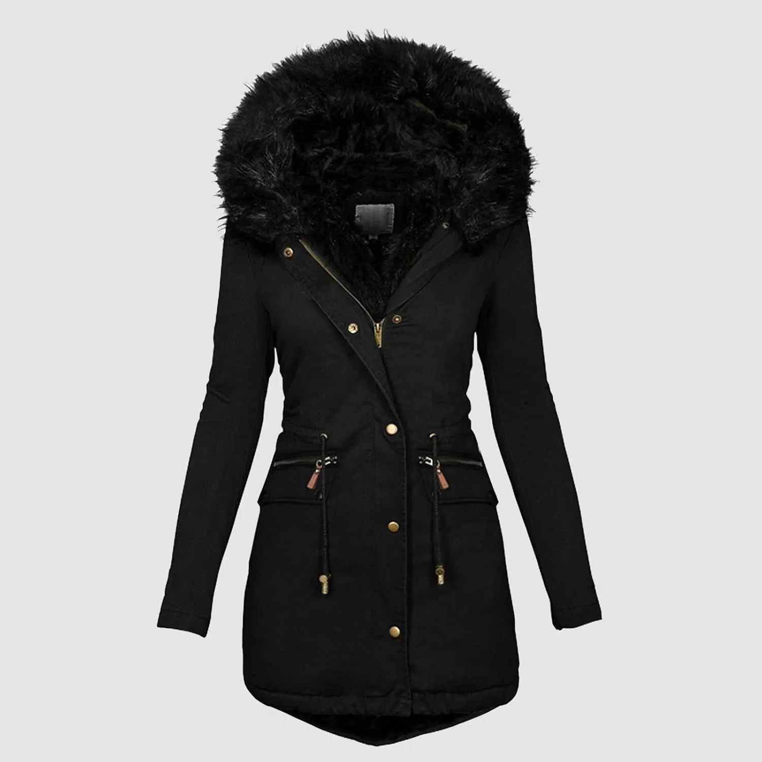 Womens Plus Size Winter Coat Casual Thicken Long Sleeve Vintage Quilted Jacket Warm Hood Padded Outerwear with Pocket