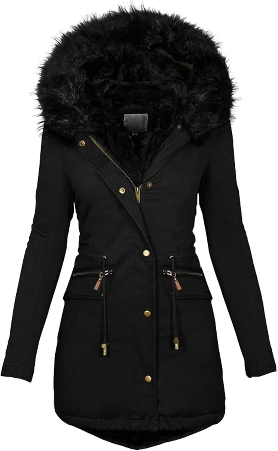 Womens Plus Size Winter Coat Casual Thicken Long Sleeve Vintage Quilted Jacket Warm Hood Padded Outerwear with Pocket