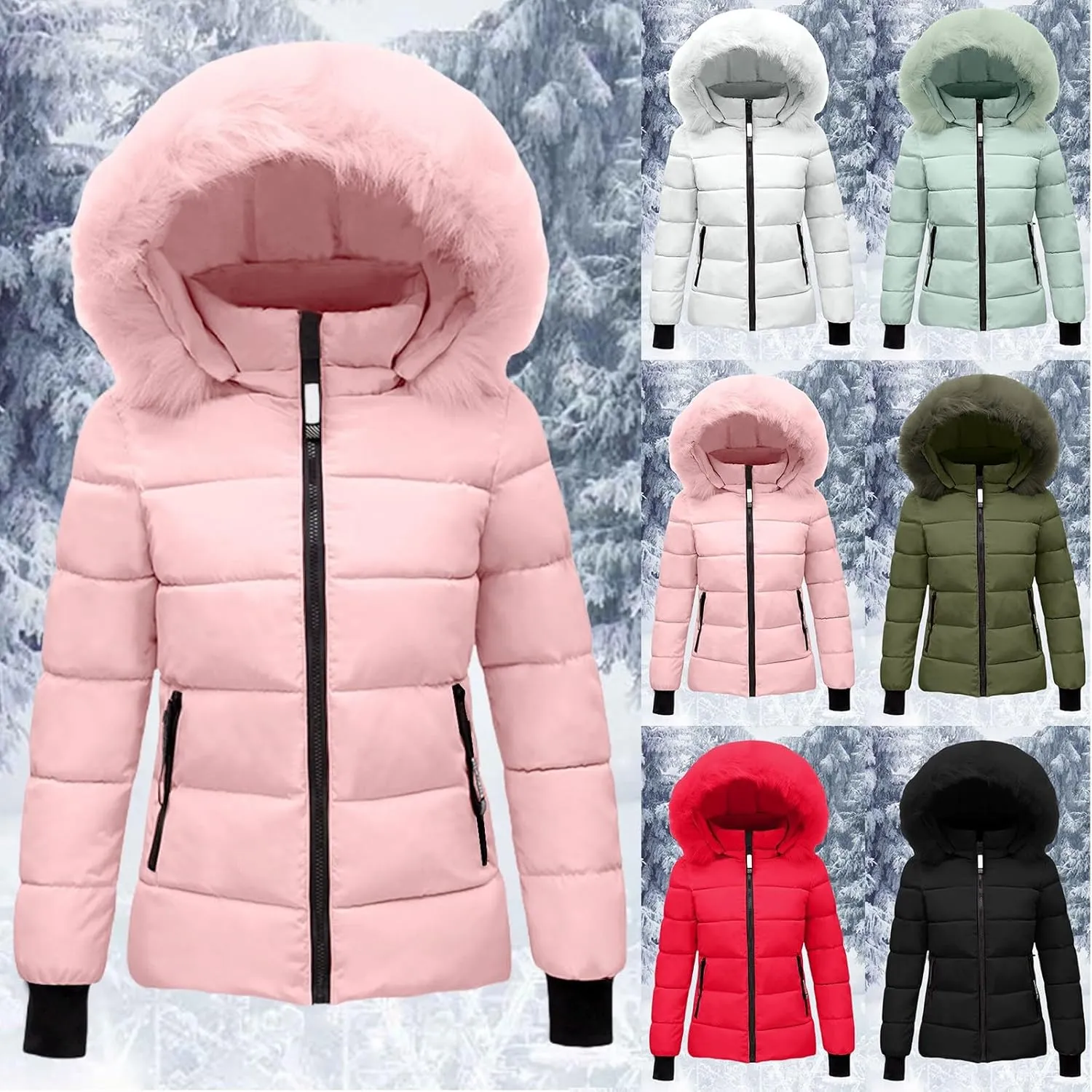 Womens Plus Size Winter Down Coats Hooded Thermal Thicken Quilted Puffer Jacket Outdoor Skiing Snowboarding Coat