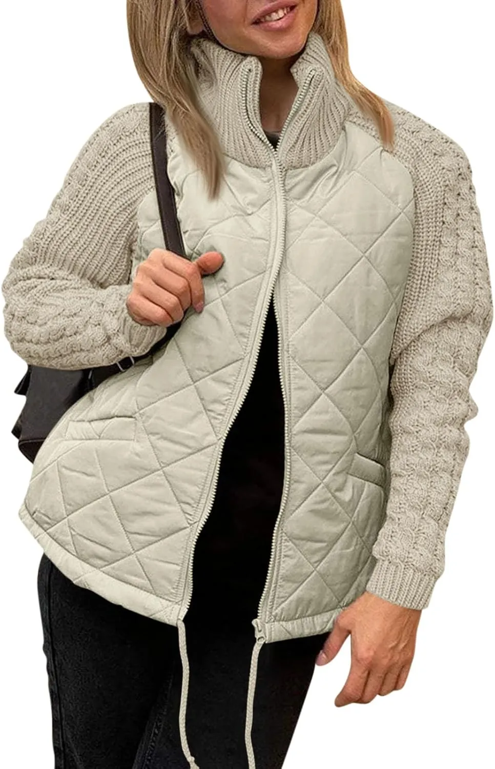 Women's Puffer Parka Jacket Baggy Lightweight Stand-Up Collar Zip Puffer Jacket Warm Winter Down Coat with Pockets