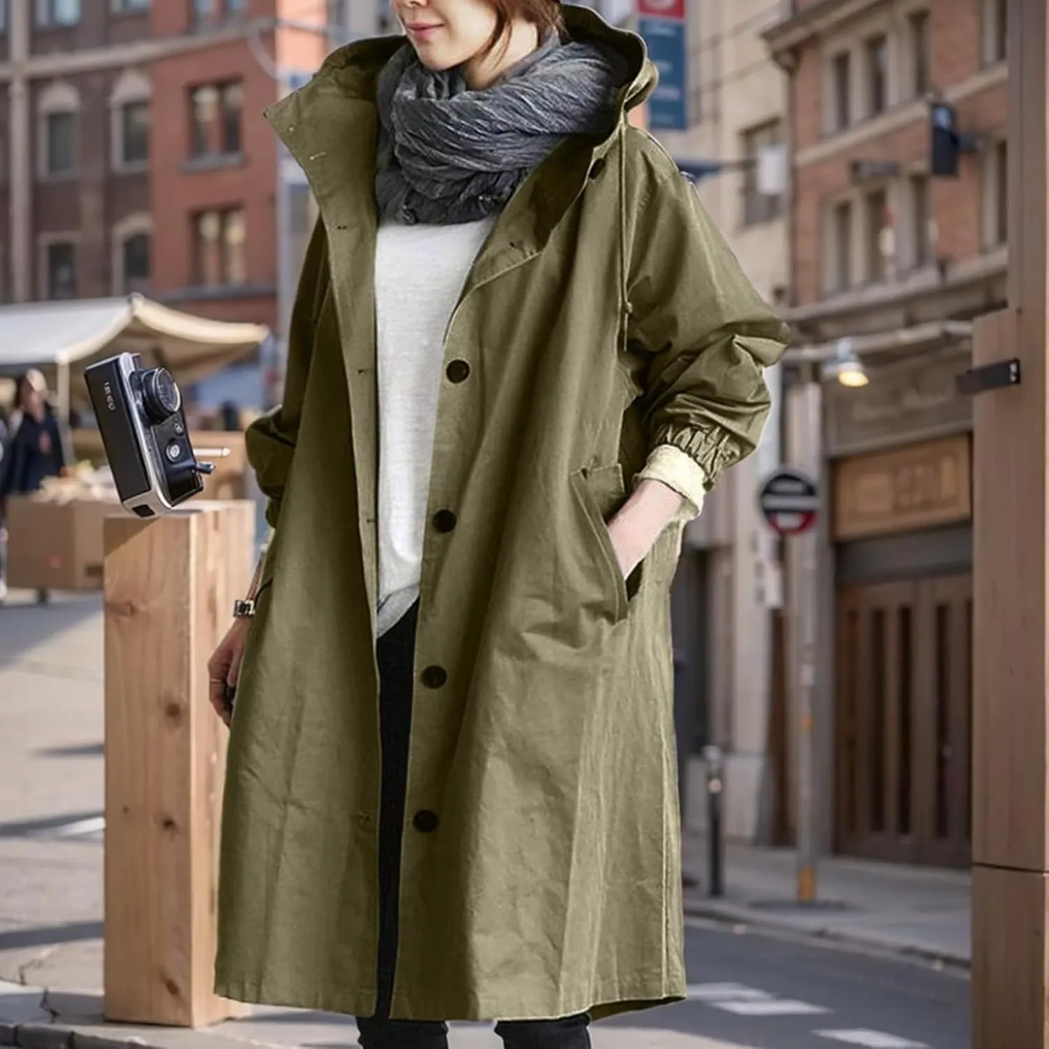 Womens Rain Jackets Waterproof with Hood Plus Size Long Raincoat Lightweight Hooded Windbreaker Jackets