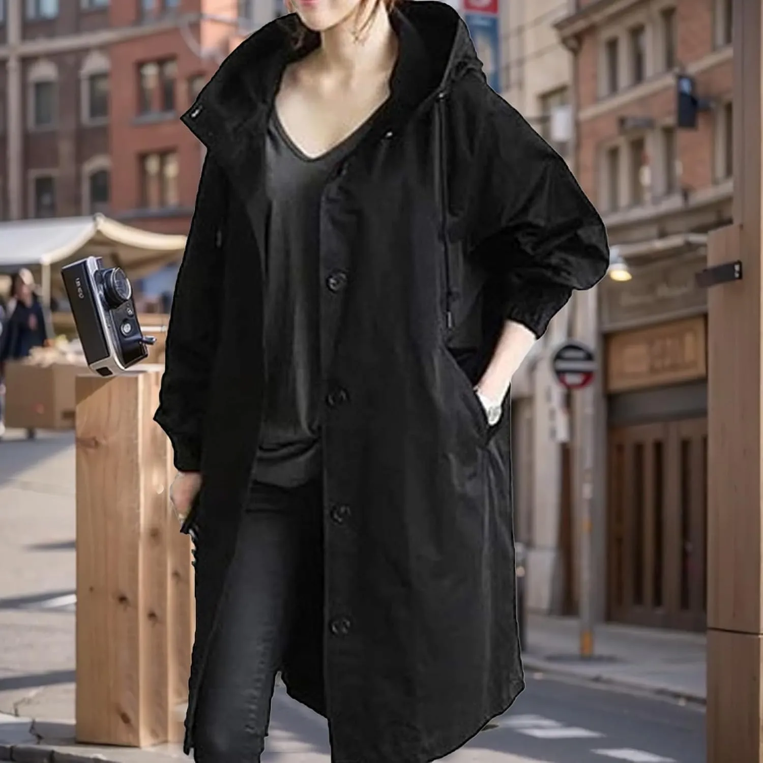 Womens Rain Jackets Waterproof with Hood Plus Size Long Raincoat Lightweight Hooded Windbreaker Jackets