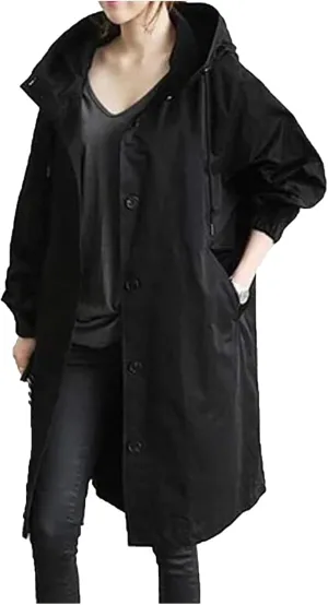 Womens Rain Jackets Waterproof with Hood Plus Size Long Raincoat Lightweight Hooded Windbreaker Jackets