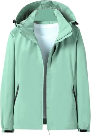Women's Raincoats 2024 Lightweight Windbreaker Jackets Waterproof Windproof Trench Coats Rain Jackets Hooded Pockets