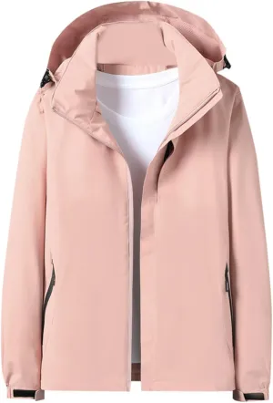Women's Raincoats 2024 Lightweight Windbreaker Jackets Waterproof Windproof Trench Coats Rain Jackets Hooded Pockets