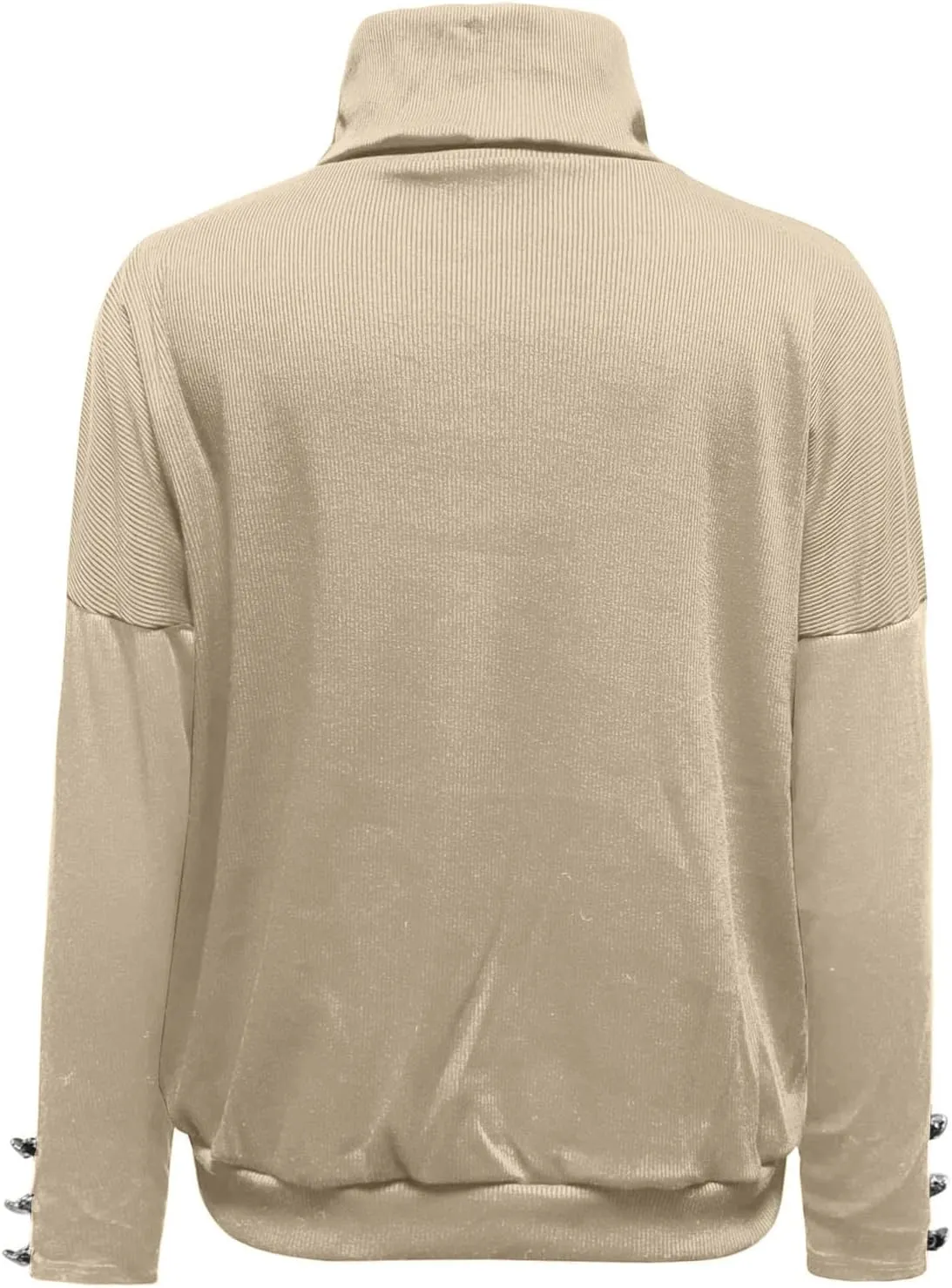 Women's Ribbed Knit Sweater Long Sleeve Turtleneck Trendy Sweaters Comfortable Loose Fit Sweaters