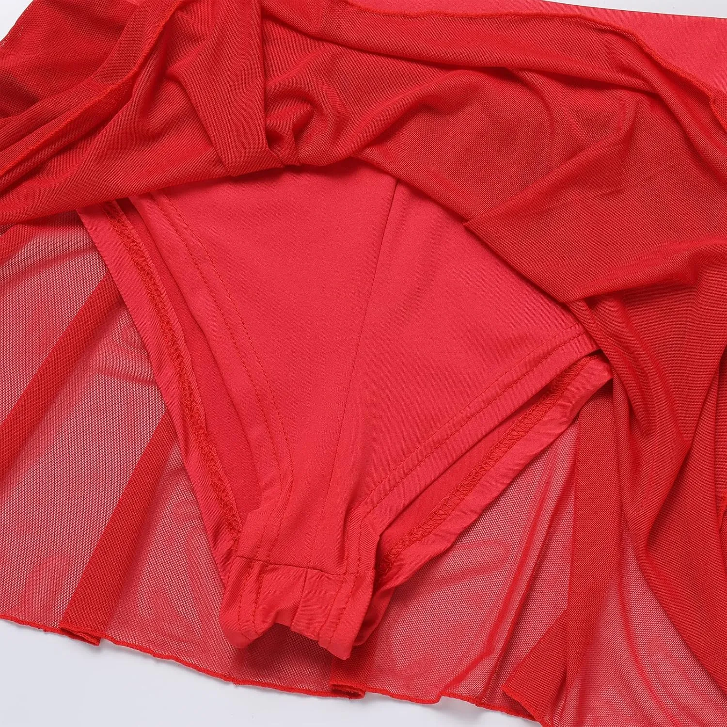 Womens Sexy Flowy Skirts Shorts Sheer Tulle 2 in 1 Pole Dance Yoga Rave Bottoms Sexy Butterfly Booty Shorts Hot Pants