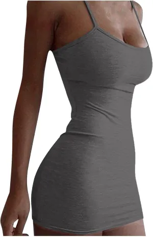 Women's Sexy Tight Sleeveless Mini Dress Sexy Bodycon Dress 2024 Summer Short Tight Dresses Party Club Dress