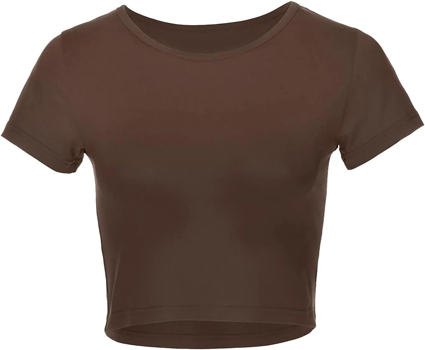 Womens Slim Fit Crop Top Trendy Solid Color Y2K Athletic Tight Pullover Tee Long Sleeve Round Neck Casual Yoga Blouse