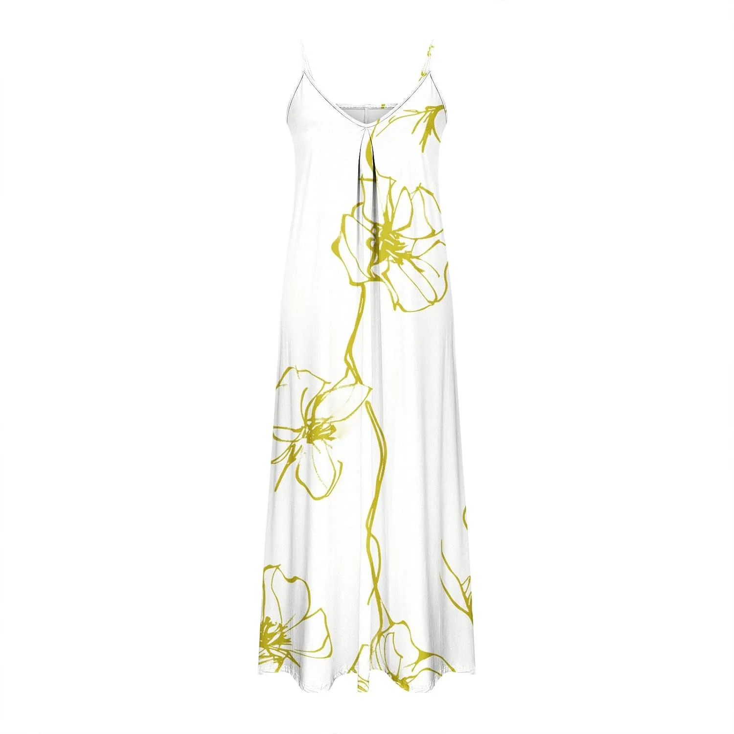 Womens Summer Floral Print Sundress Casual Spaghetti Strap V Neck Loose Breathable Beach Dress Flowy Dresses