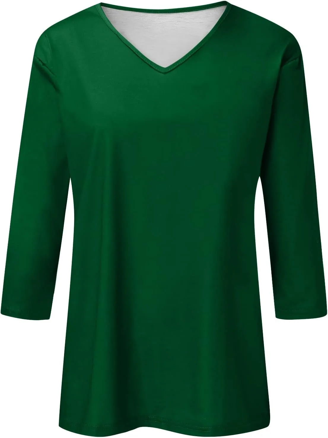Womens Summer Tops 2023, Women Casual 3/4 Sleeve Plus Size Solid T-Shirts Crewneck/V-Neck Trendy Hawaiian Tops
