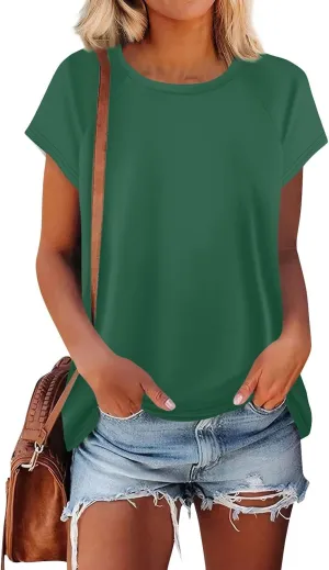 Womens Summer Tops Going Out Workout Outfits Short Sleeve T Shirts Business Casual Dressy Fashion Trendy Clothes 2025