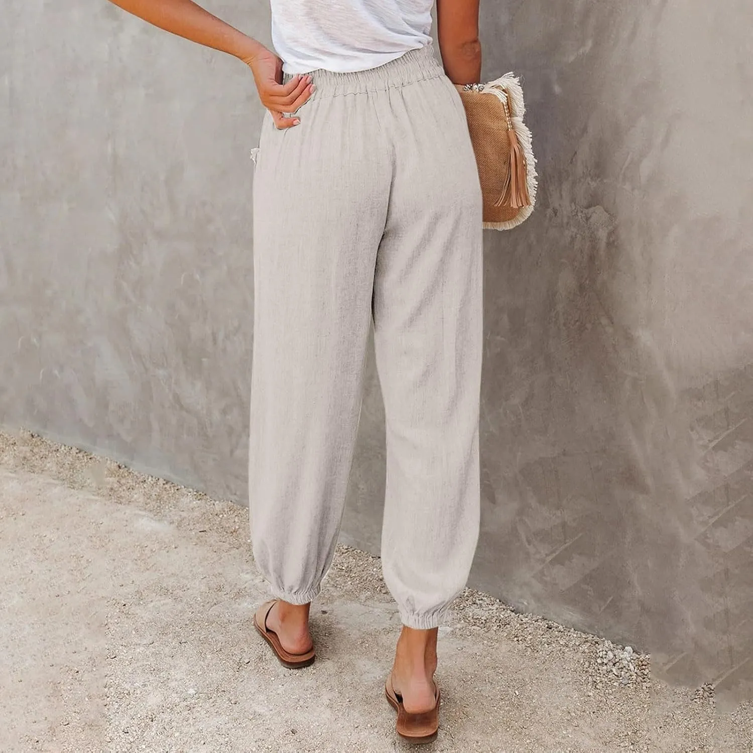 Womens Sweatpants Plus Size Baggy High Waisted Oversized Causal Graphic Cinch Bottom Joggers Sweat Pants Pocketed