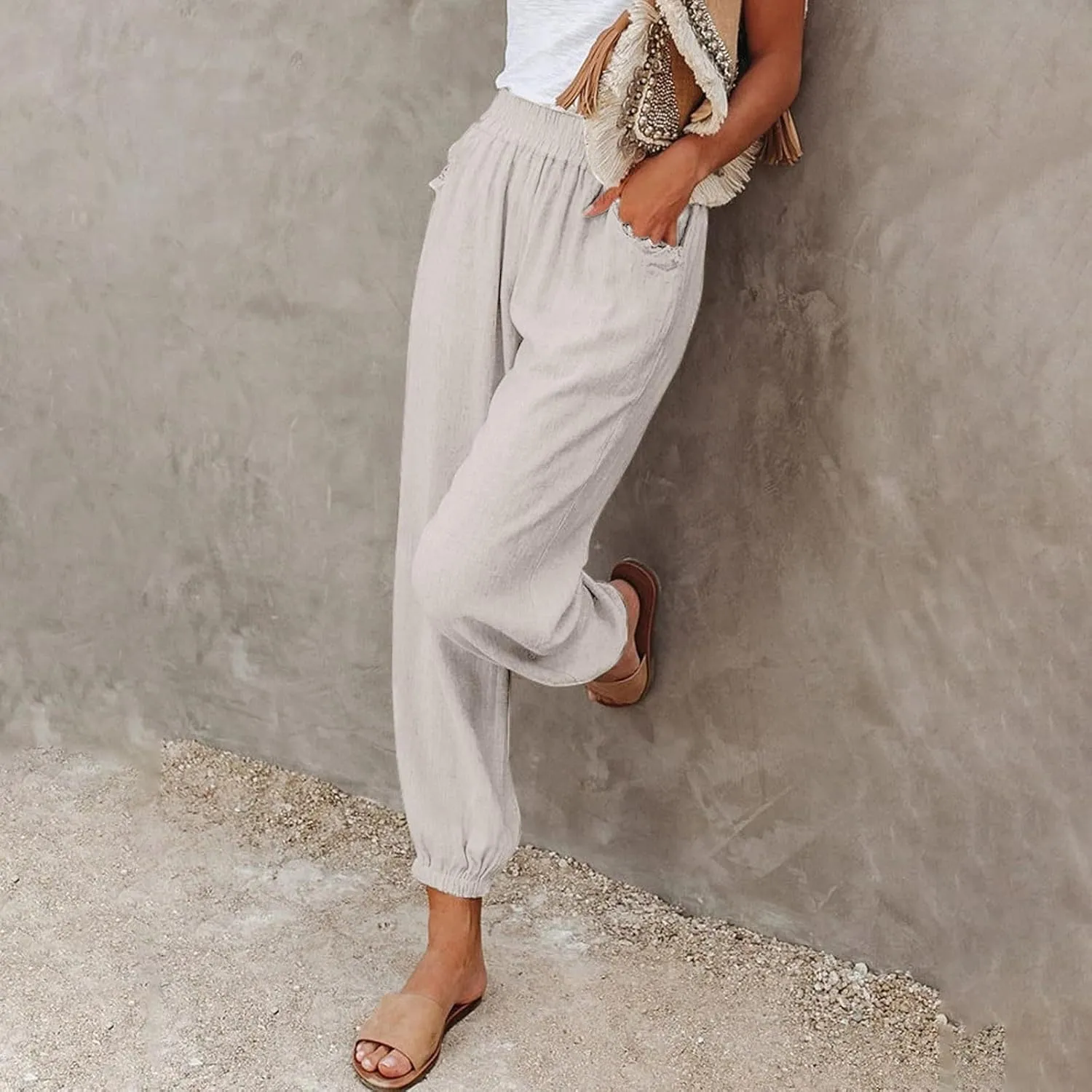 Womens Sweatpants Plus Size Baggy High Waisted Oversized Causal Graphic Cinch Bottom Joggers Sweat Pants Pocketed