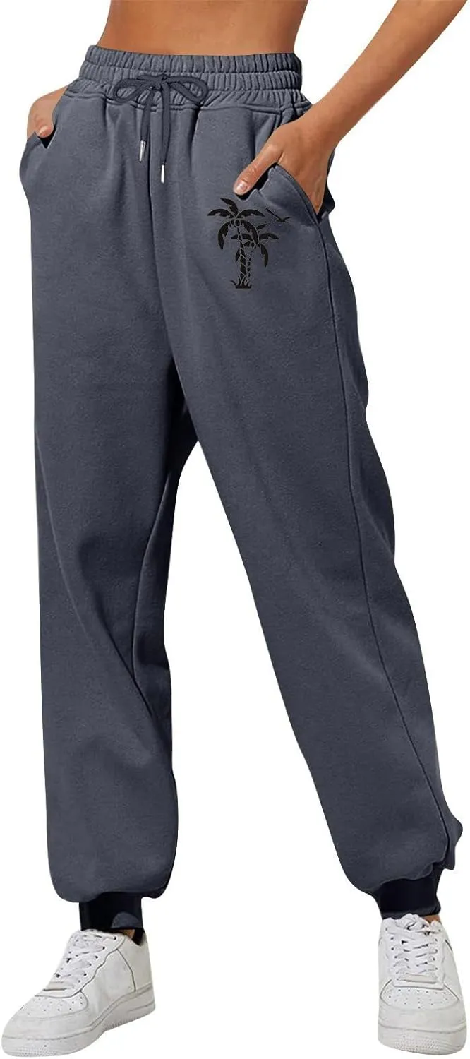 Women's Sweatpants Workout Active Joggers Cinch Bottoms High Waisted Drawstring Lounge Baggy Sweat Pants with Pockets