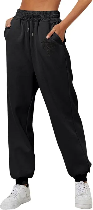 Women's Sweatpants Workout Active Joggers Cinch Bottoms High Waisted Drawstring Lounge Baggy Sweat Pants with Pockets