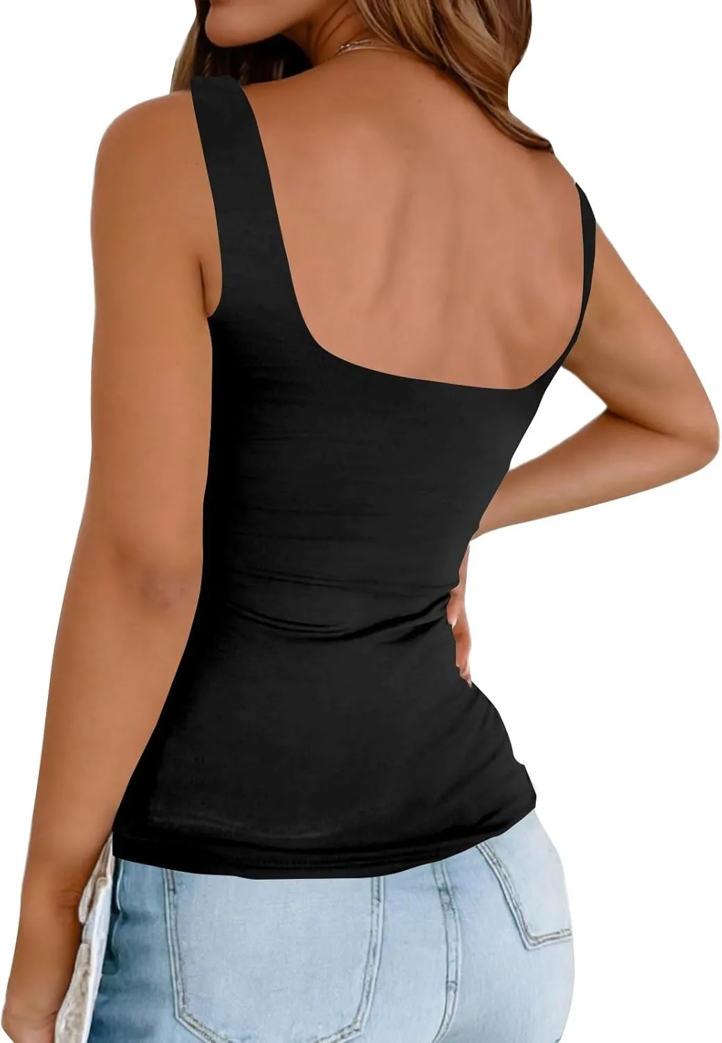 Womens Tank Tops 2025 Square Neck Sleeveless Crop Tee Shirts Summer Going Out Tops Basic Tees Blouses Outfits