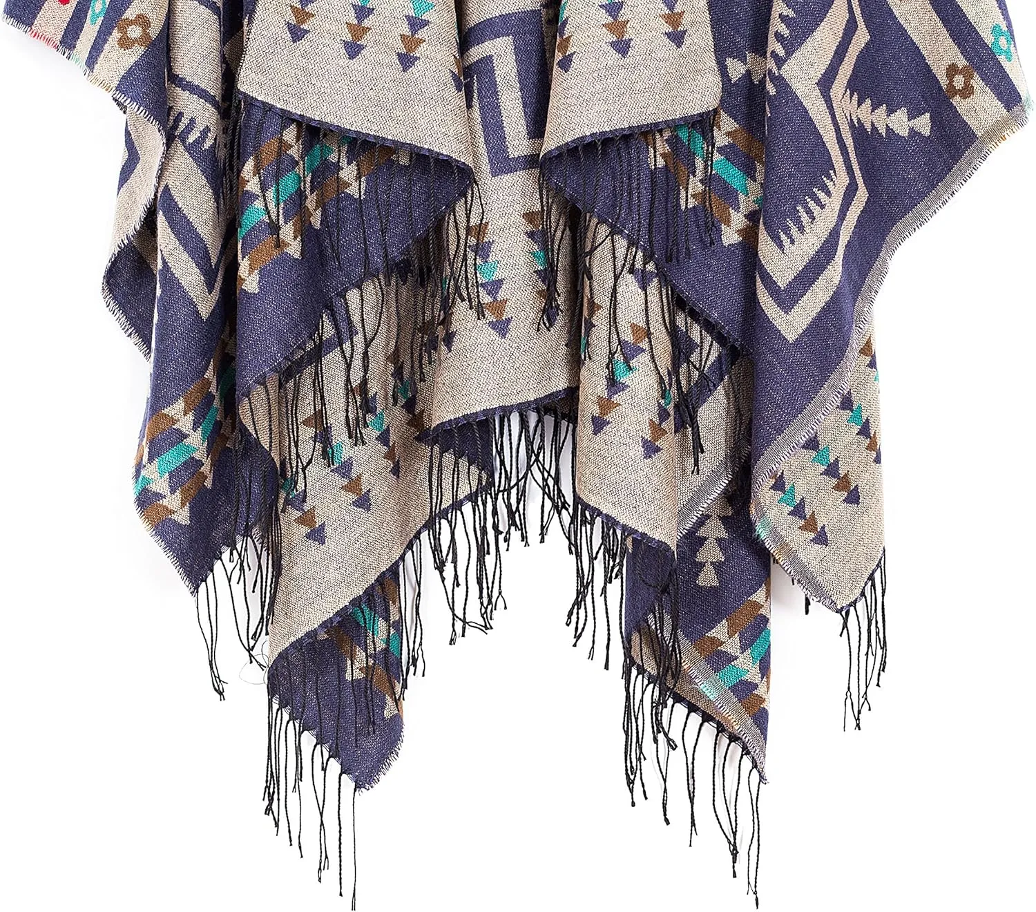 Women's Warm Shawls Wraps Open Front Cardigan Vintage Pattern Poncho Cape Sweater Coat