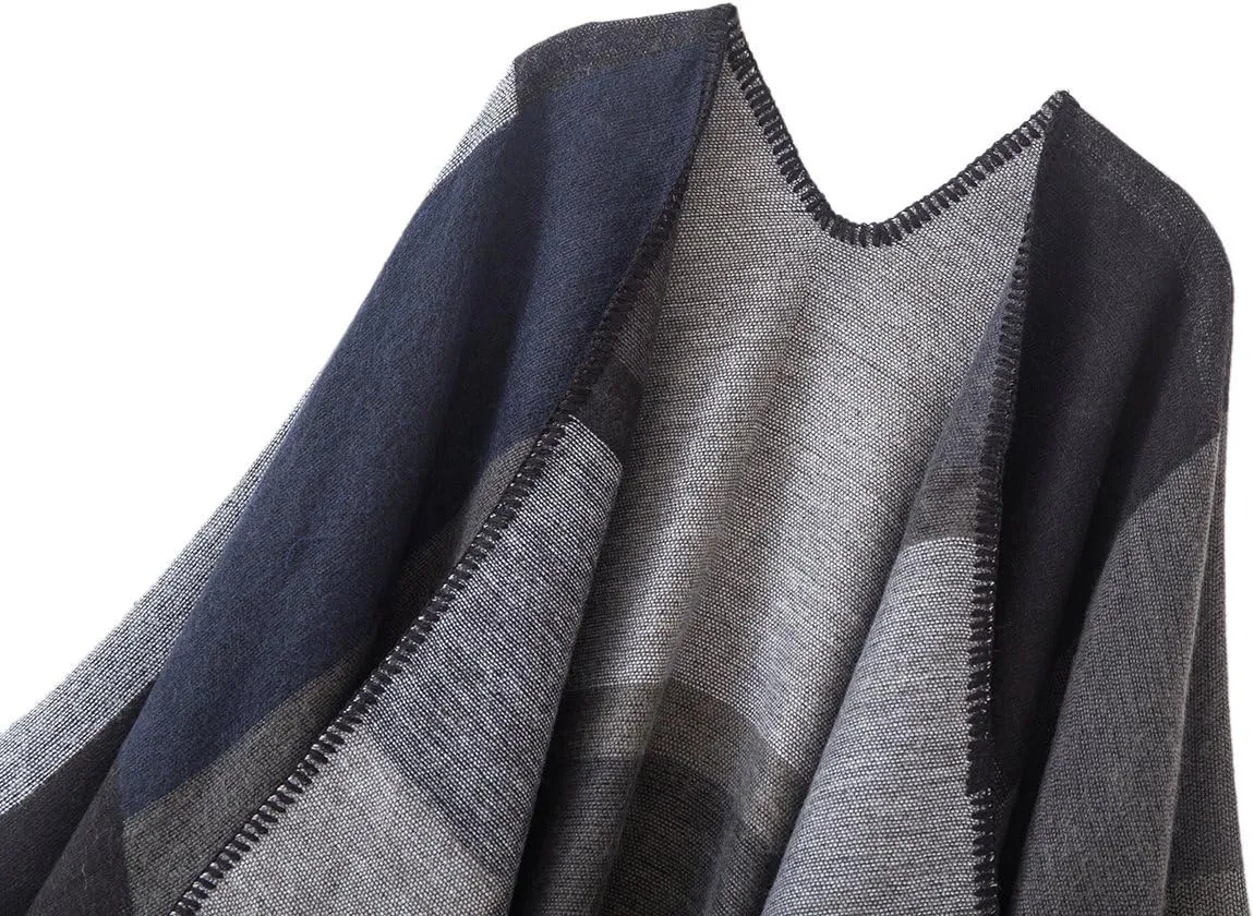 Women's Warm Shawls Wraps Open Front Cardigan Vintage Pattern Poncho Cape Sweater Coat