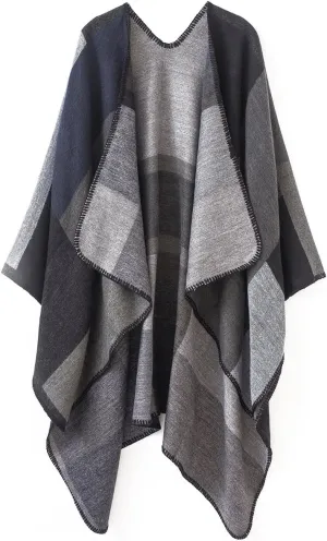 Women's Warm Shawls Wraps Open Front Cardigan Vintage Pattern Poncho Cape Sweater Coat