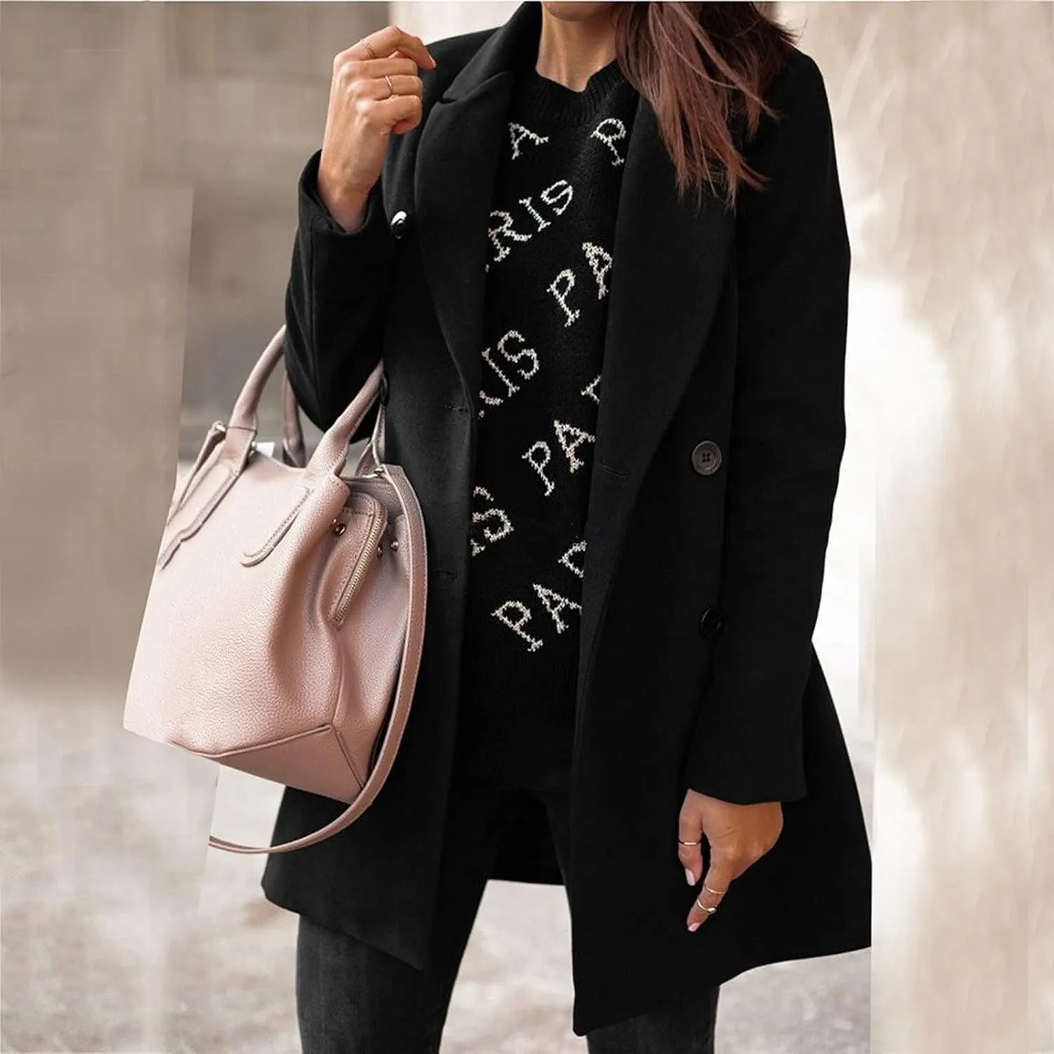 Womens Winter Coats Woman Winter Elegant Blend Slim Double Breasted Outerwear Artificial Wool Long Woman Women