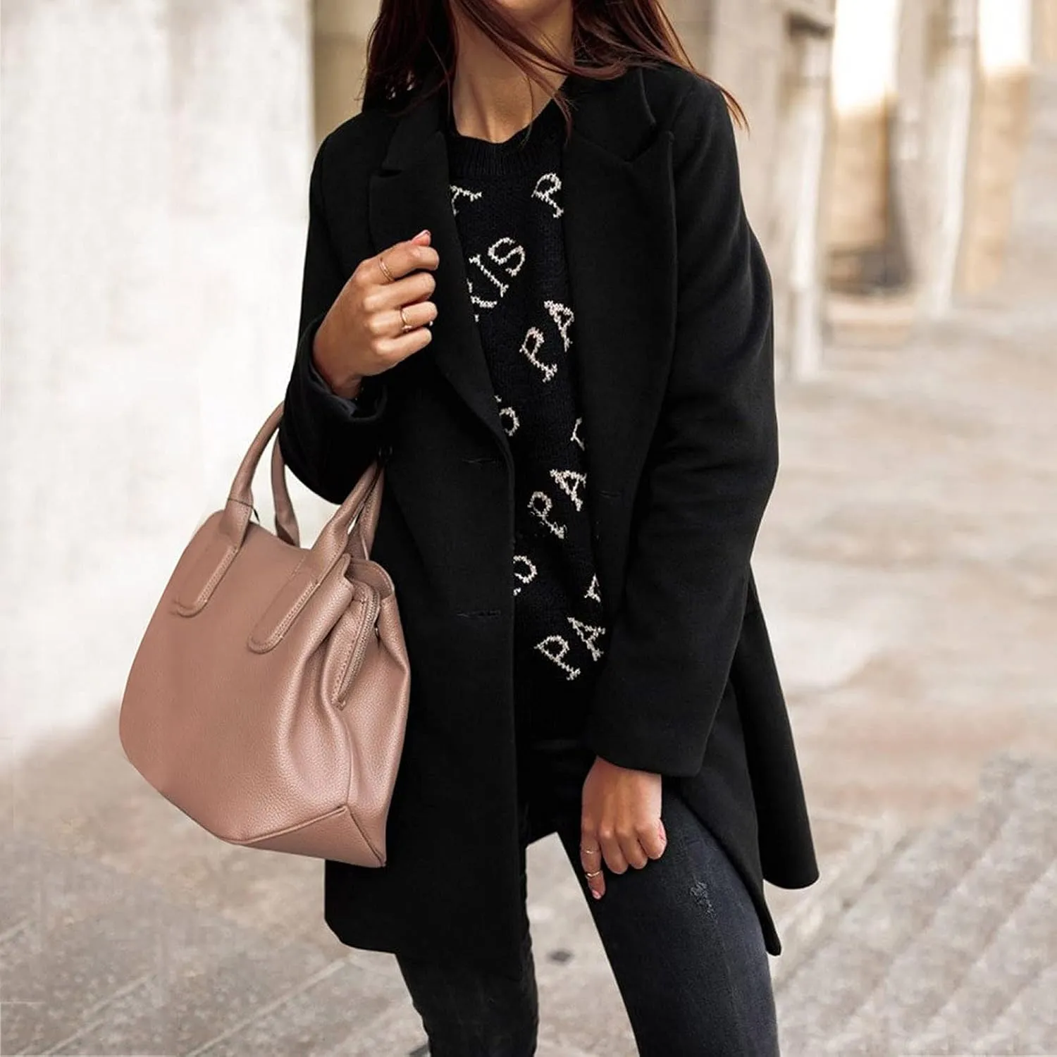 Womens Winter Coats Woman Winter Elegant Blend Slim Double Breasted Outerwear Artificial Wool Long Woman Women