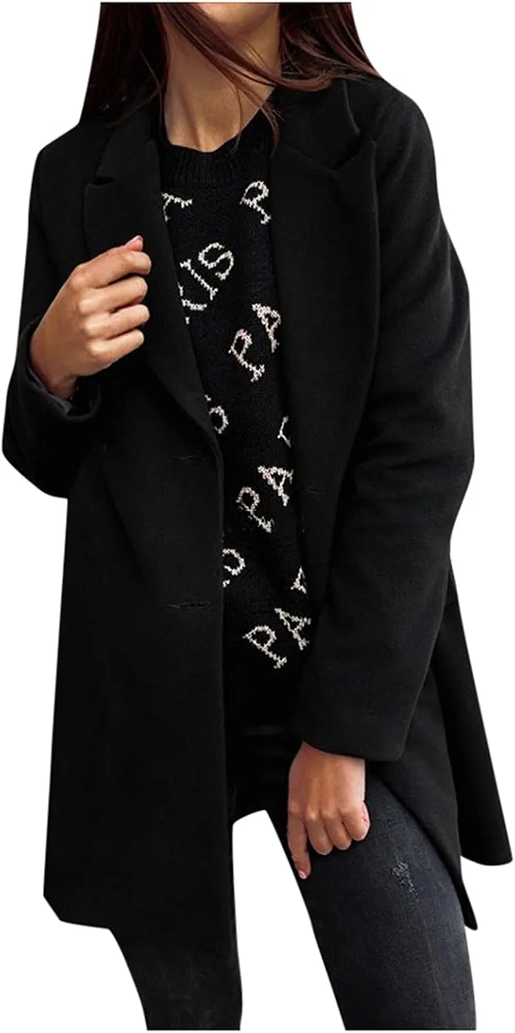 Womens Winter Coats Woman Winter Elegant Blend Slim Double Breasted Outerwear Artificial Wool Long Woman Women