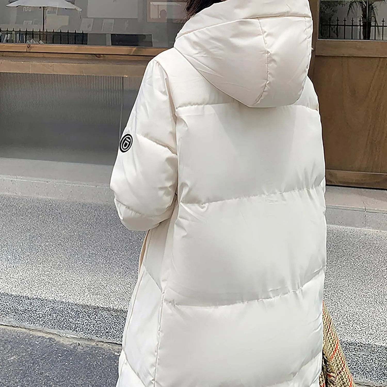Women's Winter Over Knee Hooded Maxi Long Puffer Down Coat Long Winter Coats Zip Up Padded Coat Maxi Length Outerwear