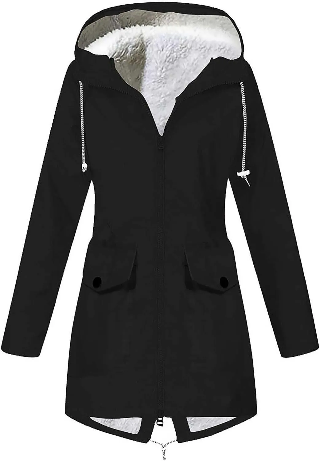 Women's Winter Puffer Coat Thicken Fleece Lined Down Jacket Waterproof Faux Fur Detachable Hooded Parka 2024 Fashion