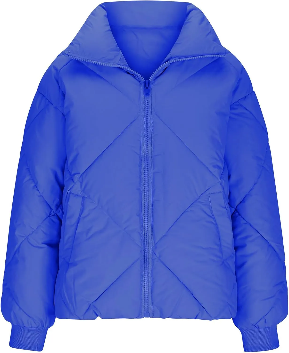 Womens Winter Puffer Jacket Warm Padded Wadded Jackets Zip Up Down Coats Quilted Puffy Outerwear Clothing