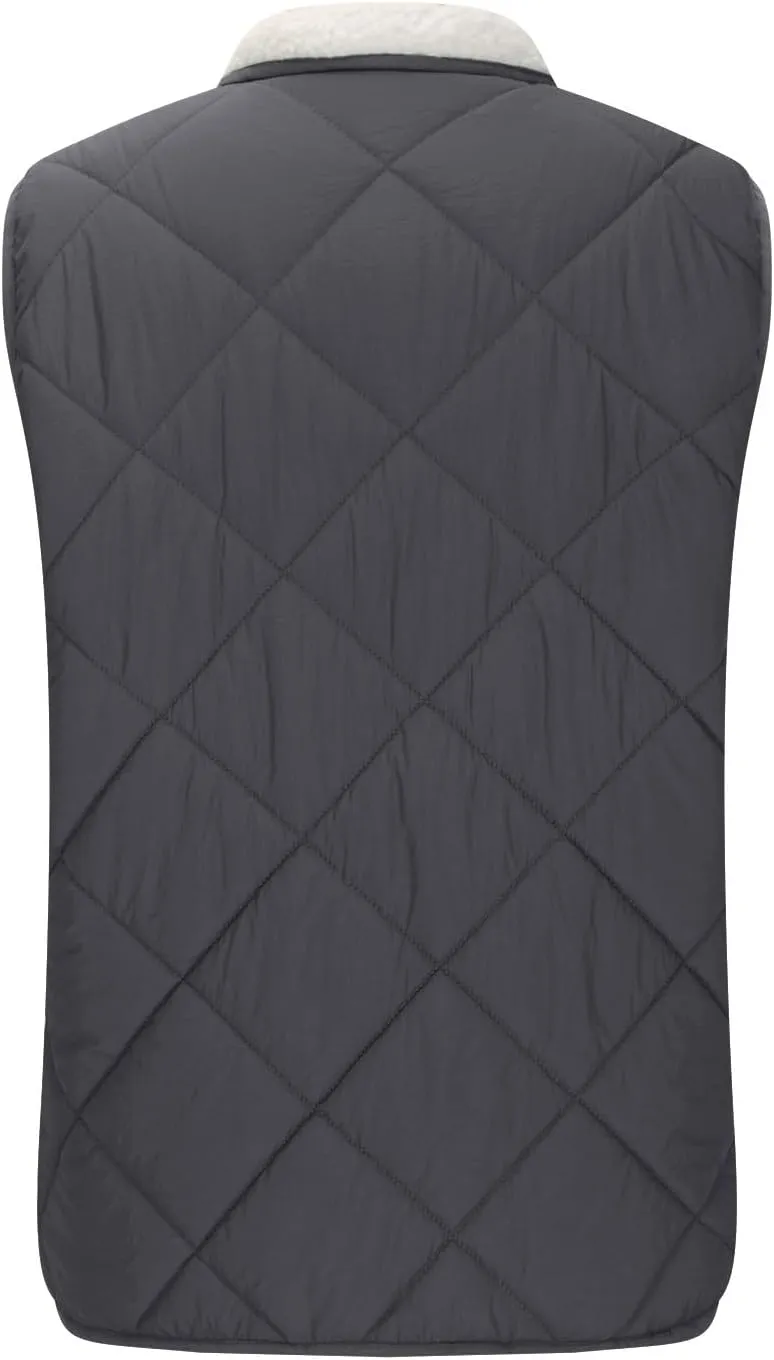 Women's Winter Quilted Vest Sherpa Sherpa Lined Zip Up Puffer Vest Jacket Sleeveless Outerwear Coats with Pockets