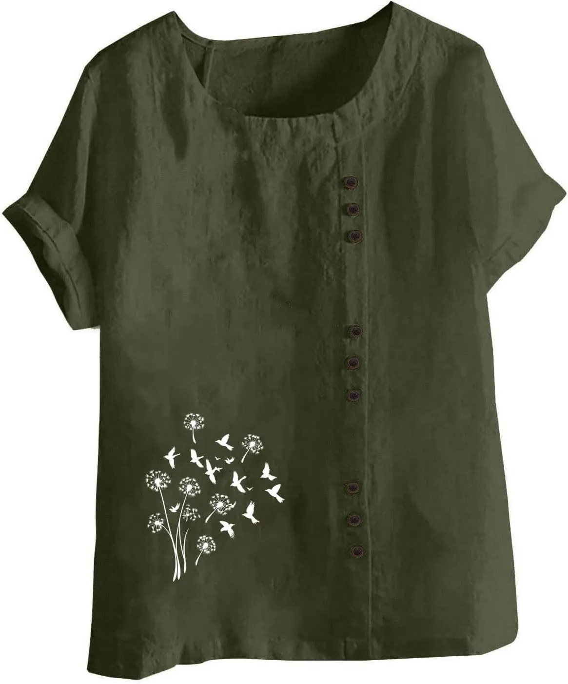 Workout Tops for Women Loose Fit Cotton Linen Crew Neck Half Sleeves Oversized T Shirt Solid Casual Loose Basic Top