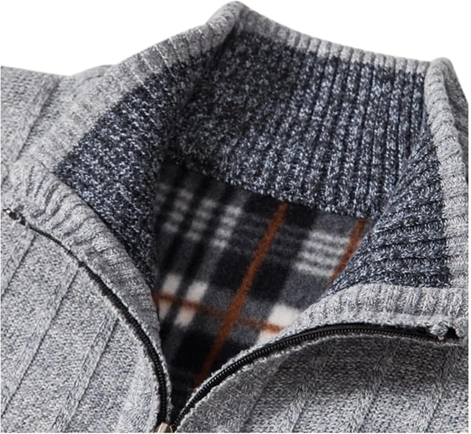 XinYangNi Men's Sweaters Full Zip Slim Thick Knitted Cardigan Sweaters Jacket with Pockets