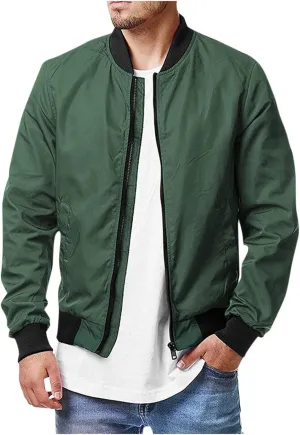 Ymosrh Fashion Jackets for Men Bomber Jacket Spring Fall Causal Softshell Windbreaker Coat Outerwear Mens Jackets