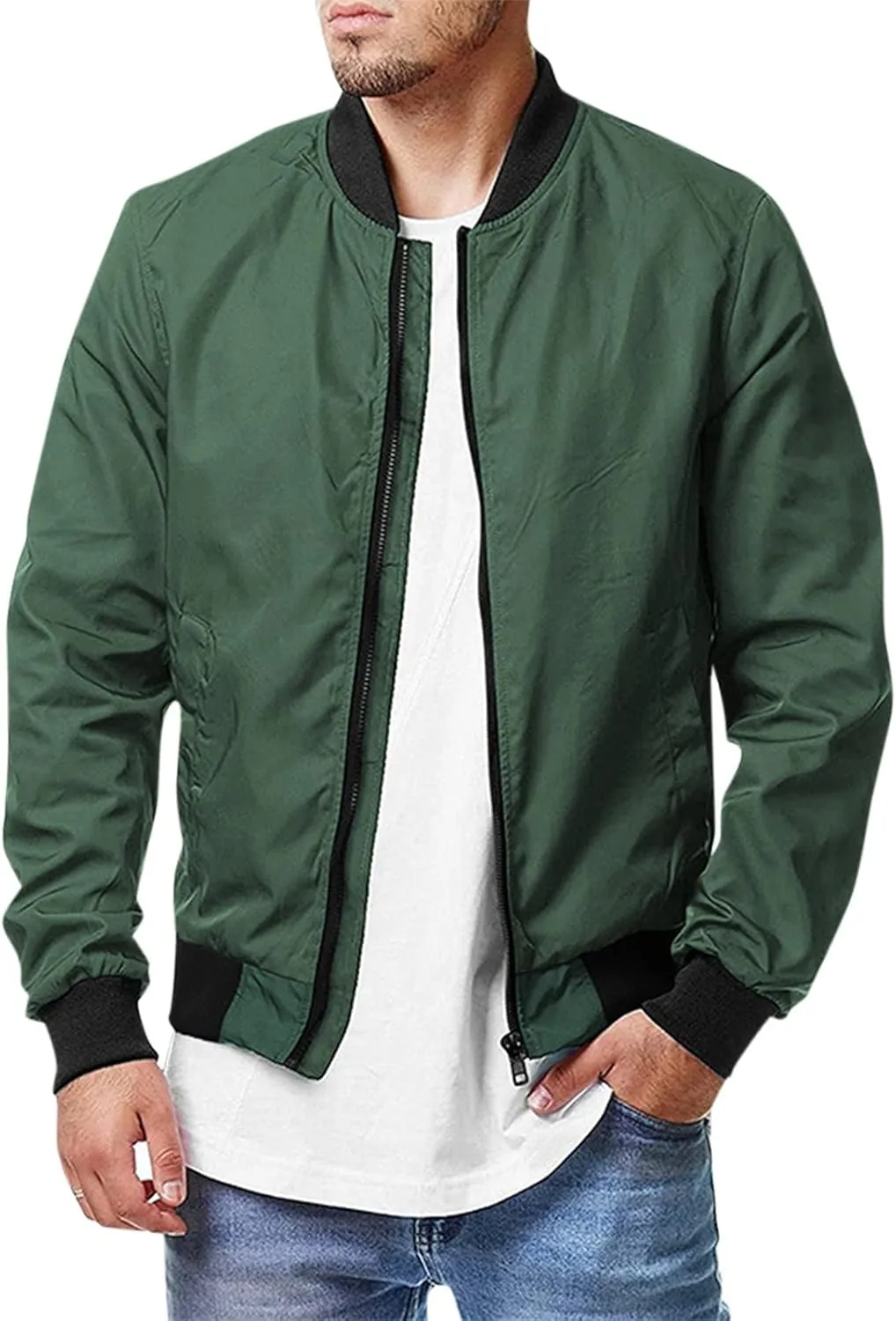 Ymosrh Fashion Jackets for Men Bomber Jacket Spring Fall Causal Softshell Windbreaker Coat Outerwear Mens Jackets