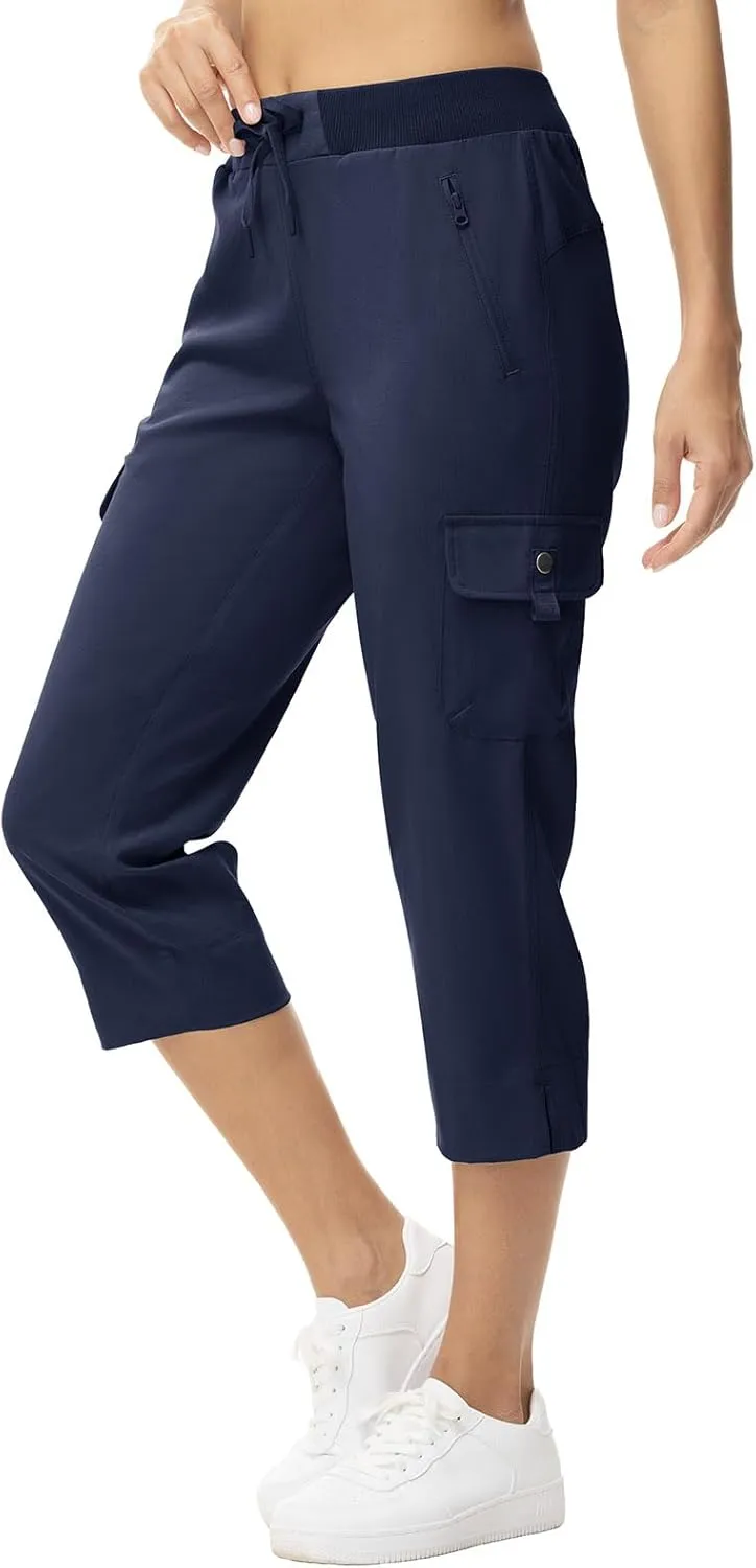 YSENTO Womens Cargo Capri Pants with 4 Pockets Summer Bottoms Lightweight Quick Dry Hiking Athletic Joggers