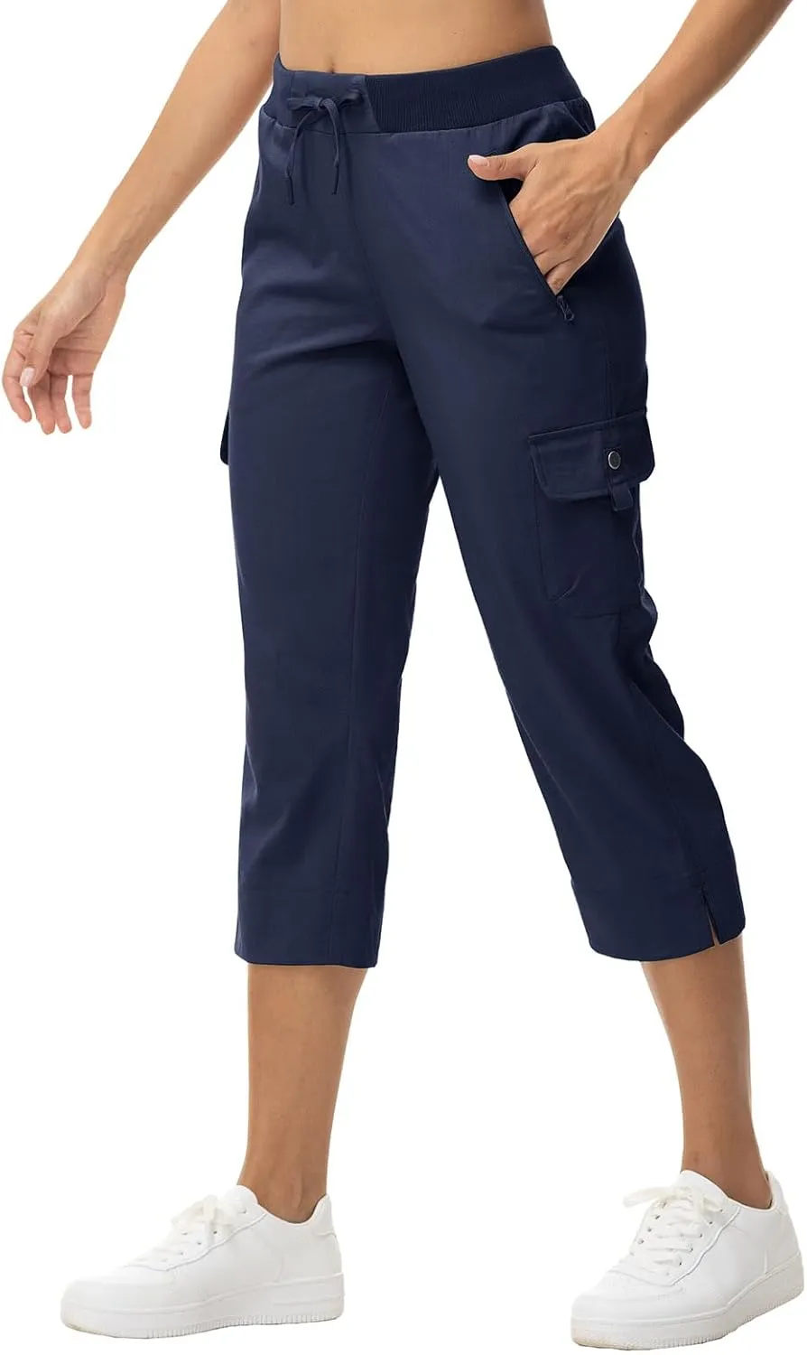 YSENTO Womens Cargo Capri Pants with 4 Pockets Summer Bottoms Lightweight Quick Dry Hiking Athletic Joggers