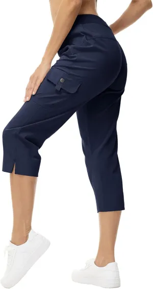 YSENTO Womens Cargo Capri Pants with 4 Pockets Summer Bottoms Lightweight Quick Dry Hiking Athletic Joggers