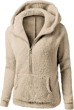 YUTANRAL Womens Zip Up Hoodies Lightweight Fleece Lined Fall Winter Coats Comfy Warm Plus Size Sherpa Jackets with Pockets