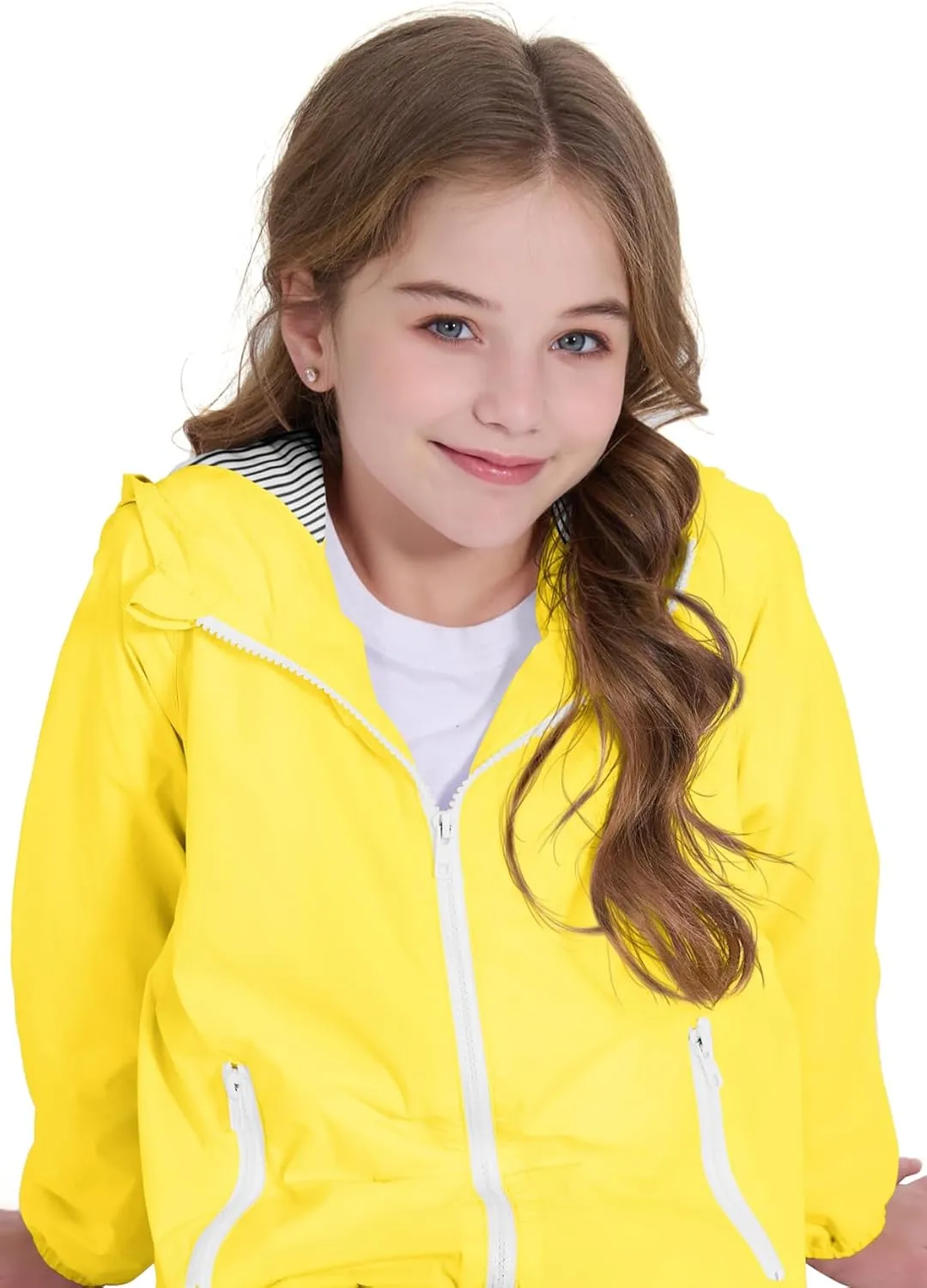 Zando Girls Rain Jacket Lightweight Waterproof Hooded Jackets Girls' Outerwear Jackets & Coats for Girls 4-10Y
