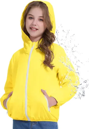 Zando Girls Rain Jacket Lightweight Waterproof Hooded Jackets Girls' Outerwear Jackets & Coats for Girls 4-10Y